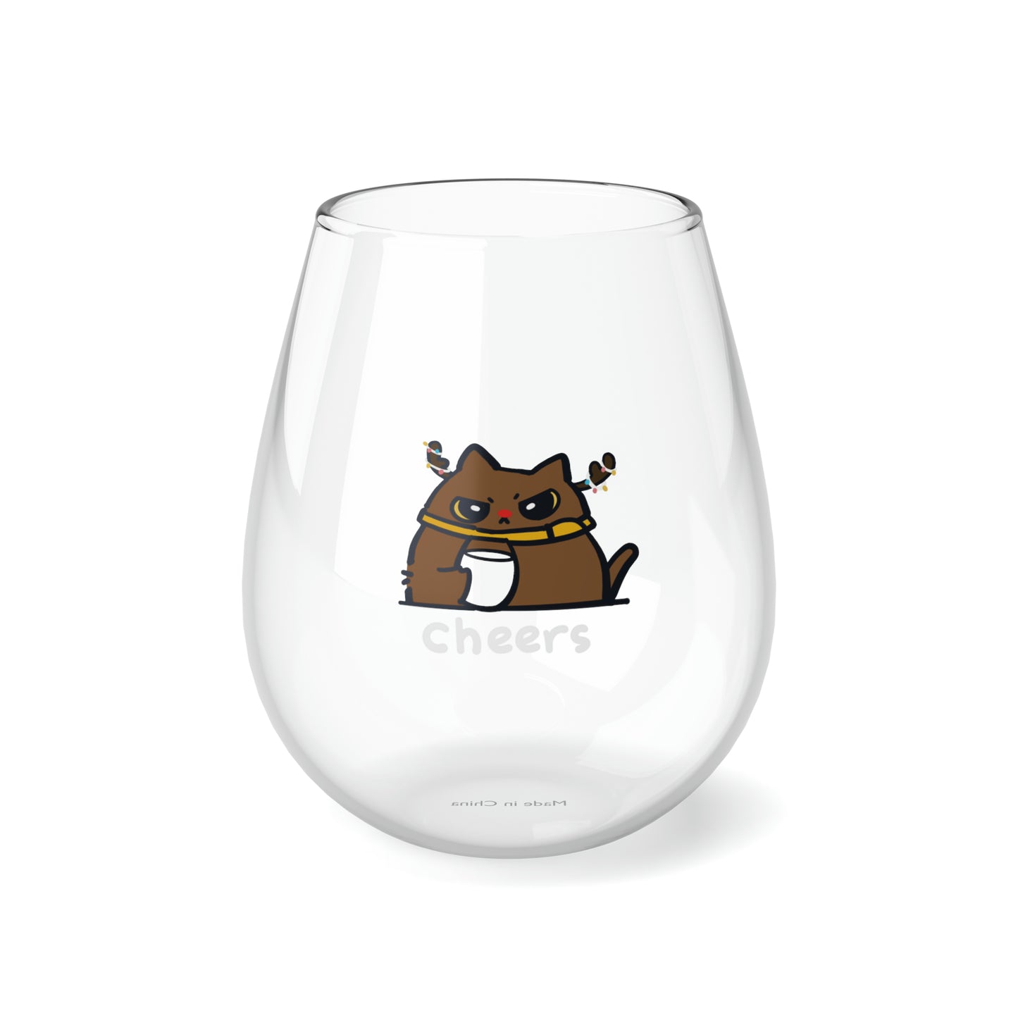 Reindeer Rico - Stemless Wine Glass, 11.75oz
