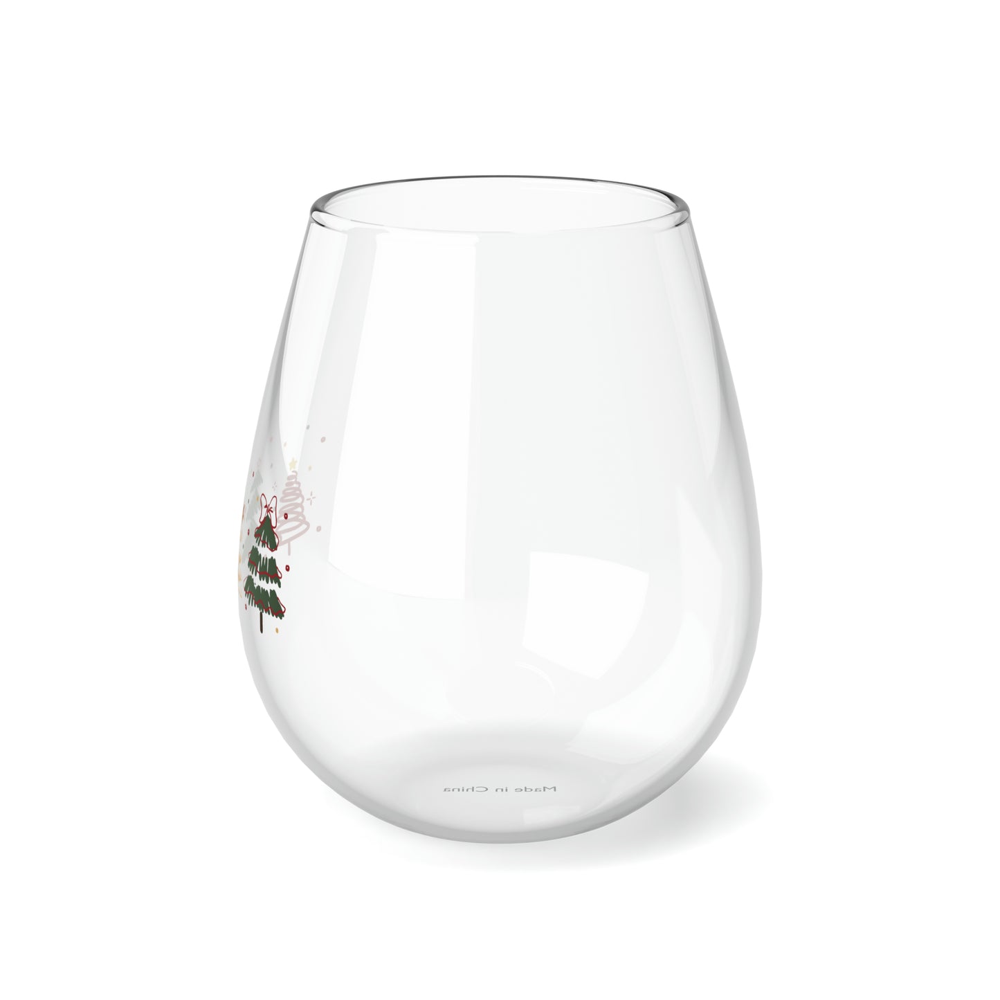 Christmas Tree - Stemless Wine Glass, 11.75oz